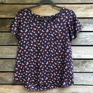 Banana Republic Flutter Sleeve Floral Blouse